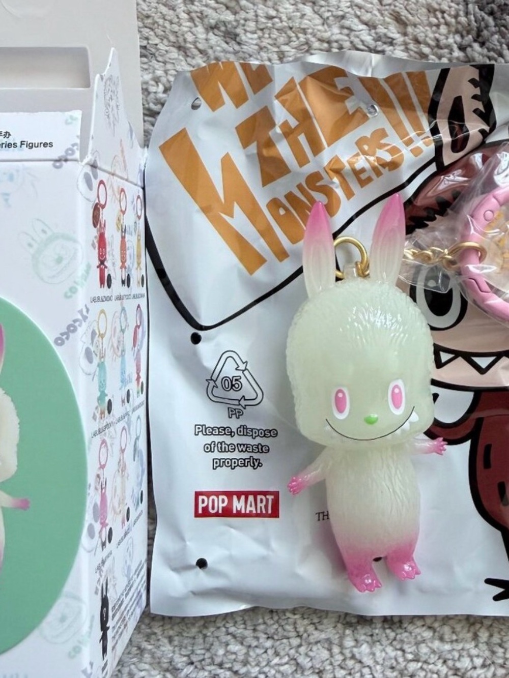 POP MART Glow Bunny Keychain Charm - Pink & White